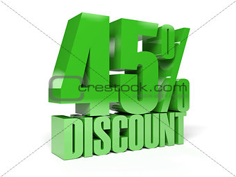 45 percent discount. Green shiny text.