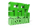 55 percent discount. Green shiny text.