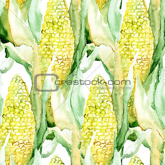 Seamless pattern with corn cobs