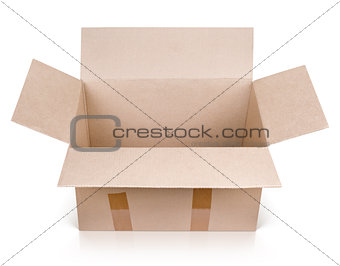 Open empty brown cardboard box