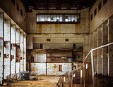 Abandoned and derelict industrial interior