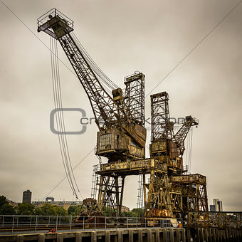 Rusty cranes at Battersea power station