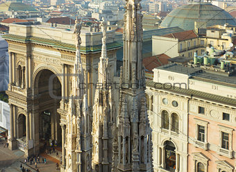 spires of Duomo and  Galleria Vittorio Emanuele II