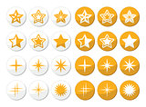 Gold stars vector round icons set