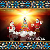 abstract greeting with Christmas tree and Santa Claus
