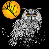 Owl bird head as halloween symbol for mascot or emblem design, such a logo.