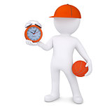 3d basketball player with the alarm clock