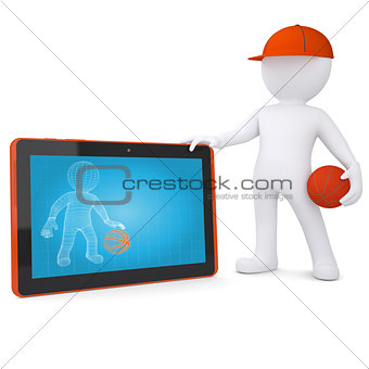 3d basketball player with the tablet PC