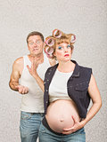 Frustrated Man with Pregnant Woman