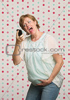 Pregnant Woman Yelling at Phone