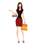 Vector illustration of woman with shopping bag
