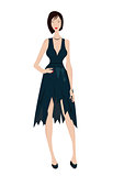 Vector illustration of woman in evening dress