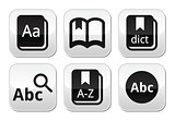 Dictionary book vector buttons set