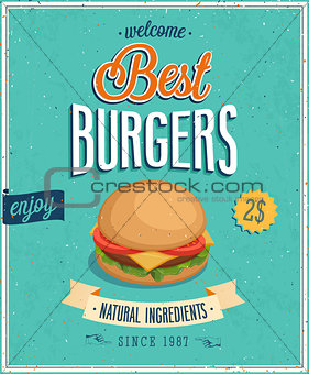 Vintage Burgers Poster.