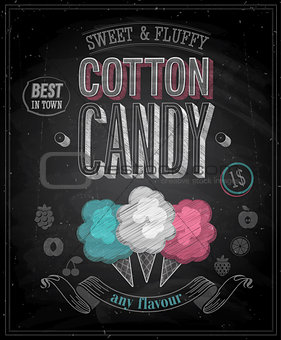 Vintage Cotton Candy Poster - Chalkboard.
