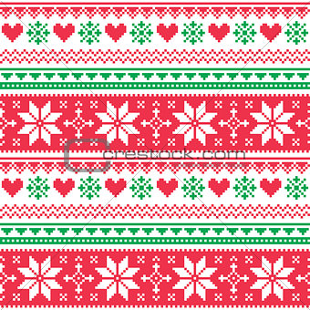 Nordic seamless knitted christmas red and green pattern