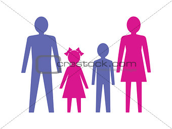 Family with children. Vector illustration.