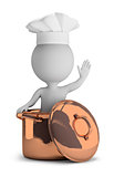 3d small people - cook in a copper pan