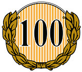 100 in Circle with Laurel Leaves
