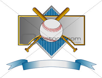 Baseball and Bat on Metal Crest