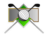 Golf Ball Clubs on Metal Crest