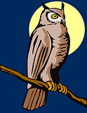 Owl on Branch Retro