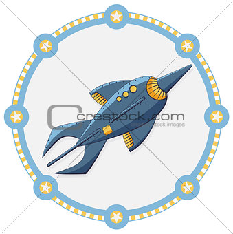 Space rocket with a blue frame