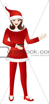 Female in Red Santa Suit Illustration