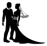 Bride and groom wedding couple silhouette