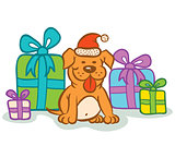 Dog and presents