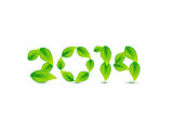 abstract green leaf based new year text