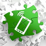 Smartphone Icon on Green Puzzle.