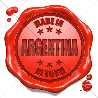 Made in Argentina - Stamp on Red Wax Seal.