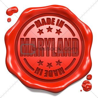 Made in Maryland - Stamp on Red Wax Seal.