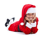 Happy girl in Santa outfit smiling
