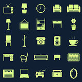 Living room icons on black background