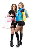 Two beautiful young women after shopping