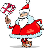 santa with gift cartoon illustration