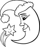 moon and star christmas coloring page