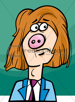 man with pig snout cartoon illustration