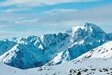 Morning winter ski resort Molltaler Gletscher (Austria).