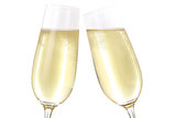 Making a toast with two Champagne glasses