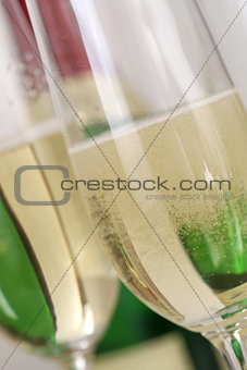Champagne or sparkling wine with bubbles in a glass
