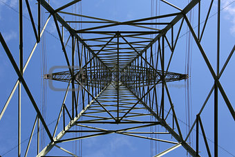 Electricity pylon from below