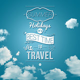 Summer holidays poster in cutout paper style.