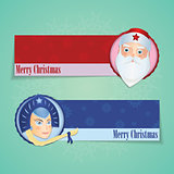Christmas Banners With Santa Claus and Snow Maiden