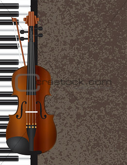 Piano and Violin Bow with Background Illustration