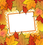 Autumn maple leaves with floral greeting card