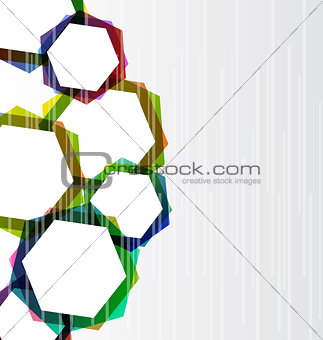 Abstract set colorful hexagons background