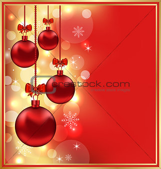 Holiday glowing background with Christmas balls